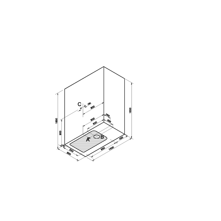 Roomy Neo Kompakt Duş Ünitesi 150x080 cm, Sağ, (U Duvar)+Ayak Panelli  65051101000