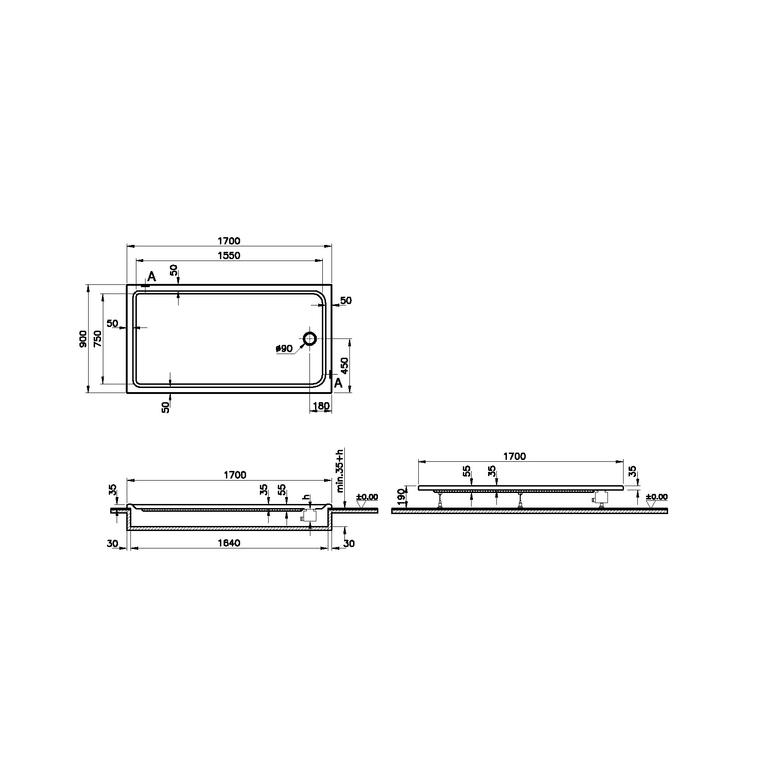 Optimum Neo Dikdörtgen Flat Duş Teknesi 170x90  64660002000