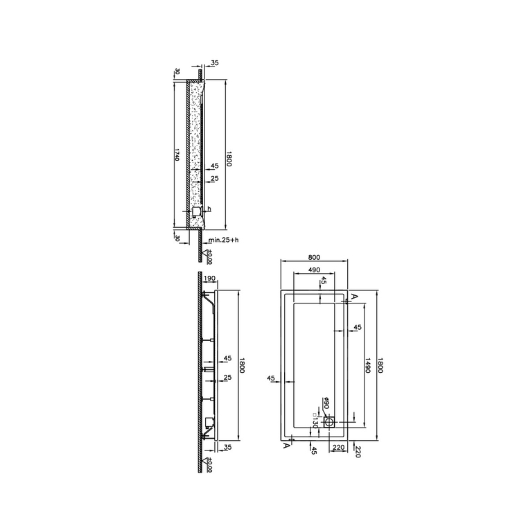 T80 Dikdörtgen Flat Duş Teknesi 180x80 cm  56960002000