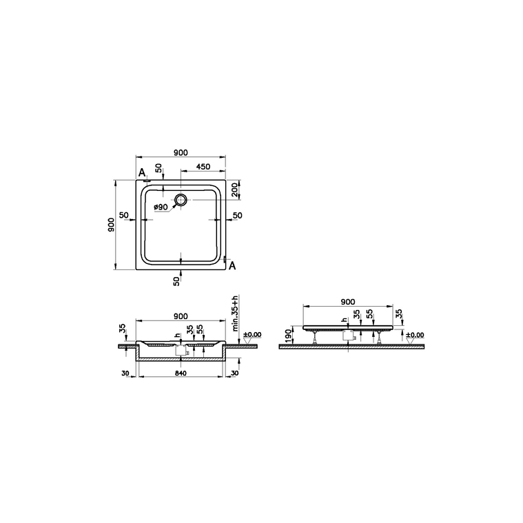 Optimum Neo Kare Flat Gövde 90x90 cm  60540002000