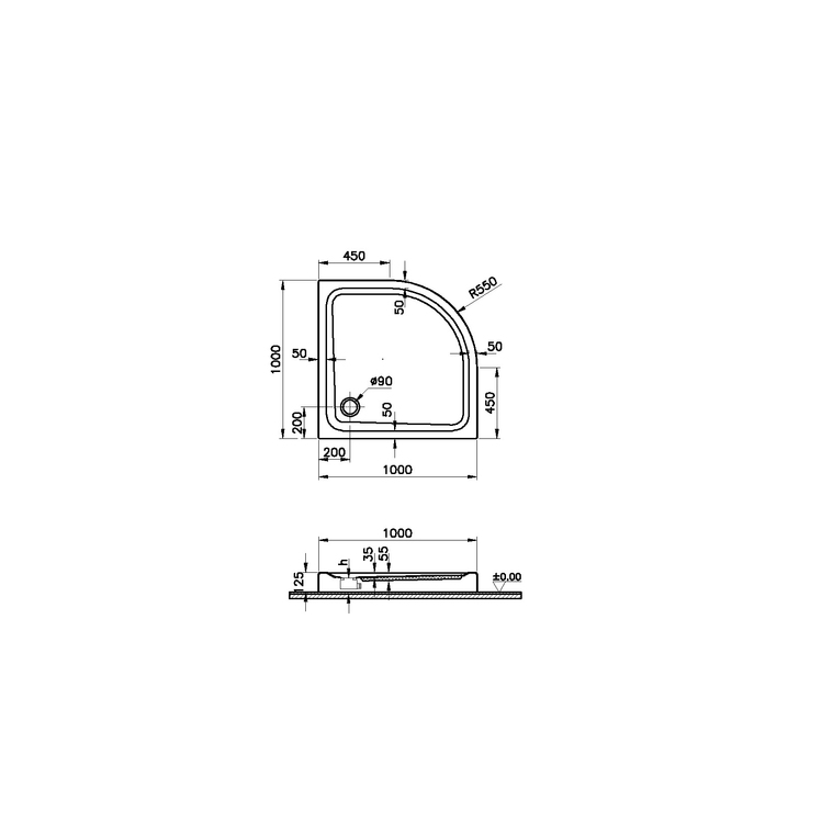 Optimum Neo Köşe Monoblok Gövde Palet 100x100 cm  64130078000