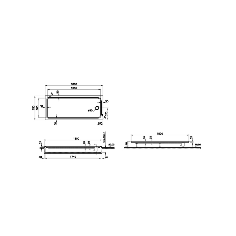 Optimum Neo Dikdörtgen Flat Duş Teknesi 180x75  64680002000