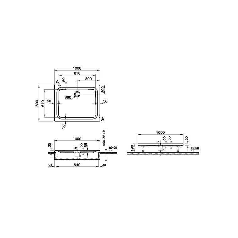 Optimum Neo Dikdörtgen Flat Gövde 100x80 cm  60590002000