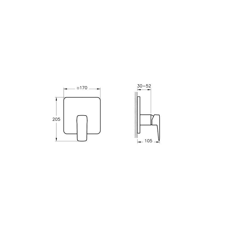 Root Square Ankastre Duş Bataryası V-Box Sıva Üstü Grubu, Krom  A42827