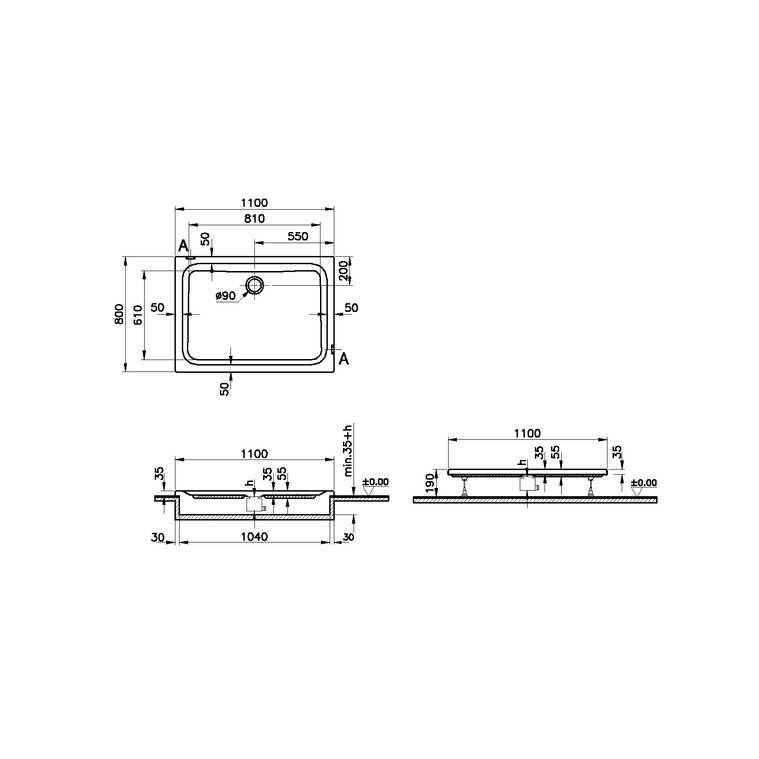 Optimum Neo Dikdörtgen Flat Gövde 110x80 cm  64300002000