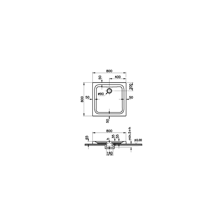 Optimum Neo Kare Monoflat Gövde 80x80 cm  64190002000