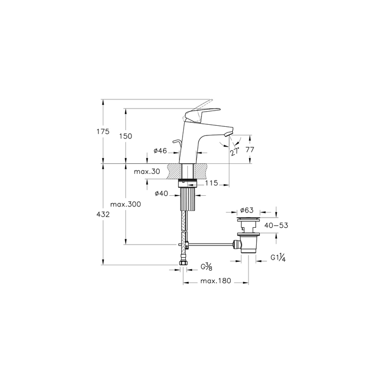 Flow Round Basin Mixer - Chrome A42929EXP