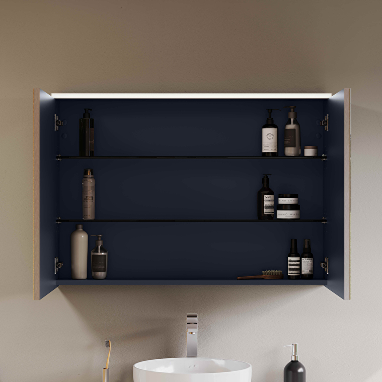 Core Aynalı Banyo Dolabı 100 cm, aydınlatmalı mat retro yeşil 67637