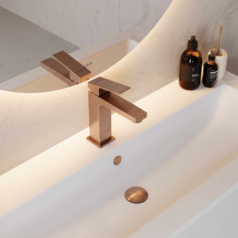 Minimax Square Basin Mixer  Brushed Soft Copper A4372024EXP