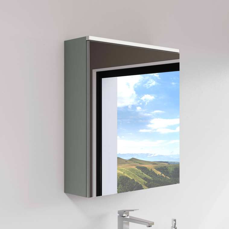 Core Mirror Cabinet 60 cm, illuminated matt grey, right 67591