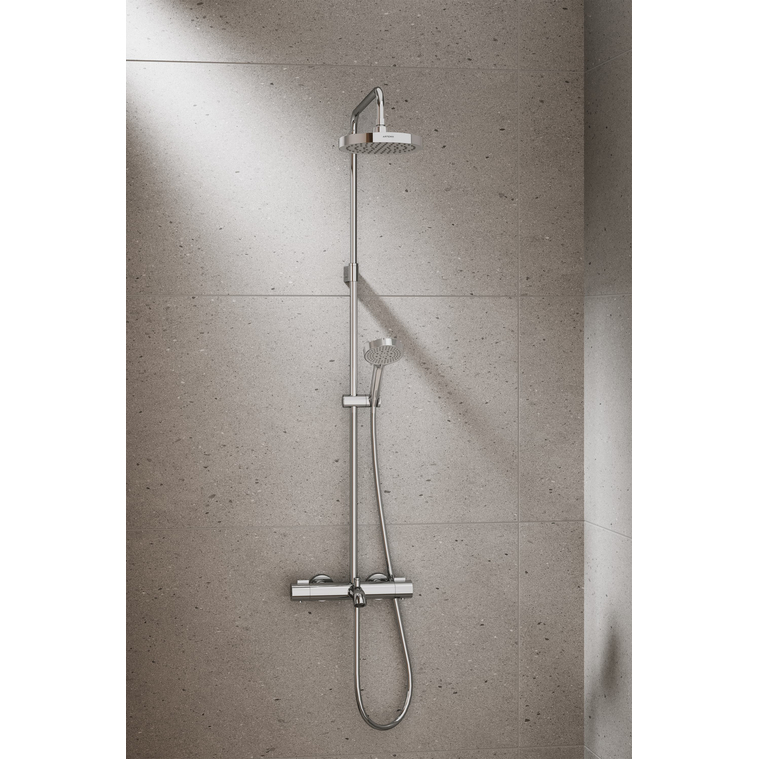 Base Round Duş Sistemi  Termostatik Banyo Bataryalı, Krom A47303